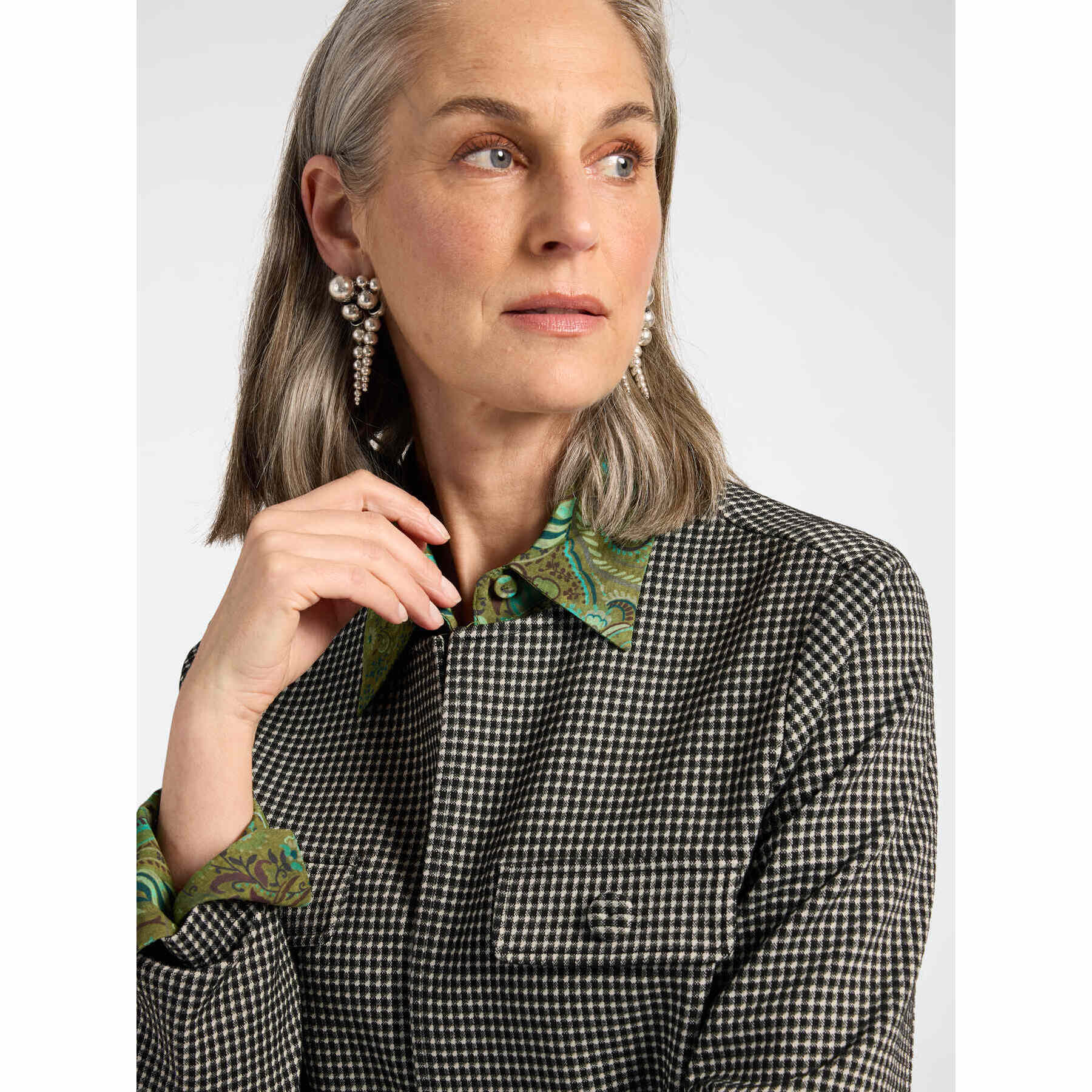 Elena Mirò - Giacca in maglia motivo Vichy - Nero