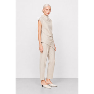 Kocca - Blusa da donna smanicata con collo alto e orlo asimmetrico Donna