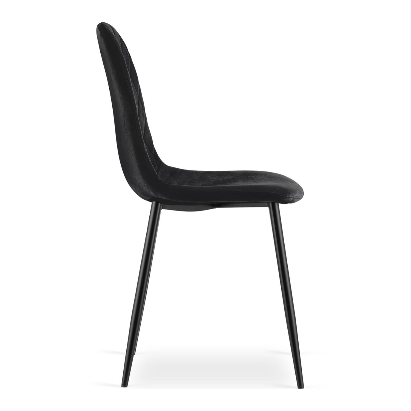 Set di 3 Sedie Asti in Velluto Nero e Metallo