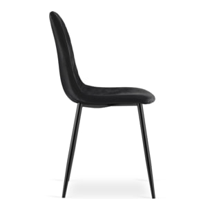Set di 3 Sedie Asti in Velluto Nero e Metallo