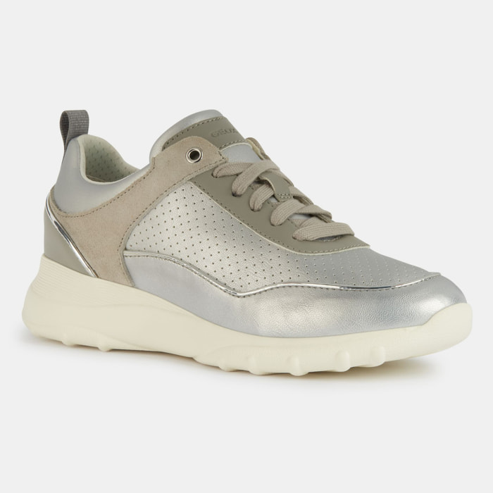 GEOX - Sneakers Alleniee - ante - plata y gris claro