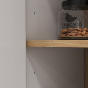 Alacena de Cocina Mueble Auxiliar de Cocina con 4 Puertas Encimera para Microondas Estantes Ajustables Orificio de Cable y Patas de Madera Estilo Moderno Blanco 80x40x178 cm