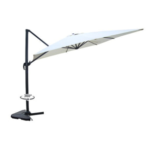 Ensemble parasol écru 3x3m et 4 dalles à lester RAFAELA