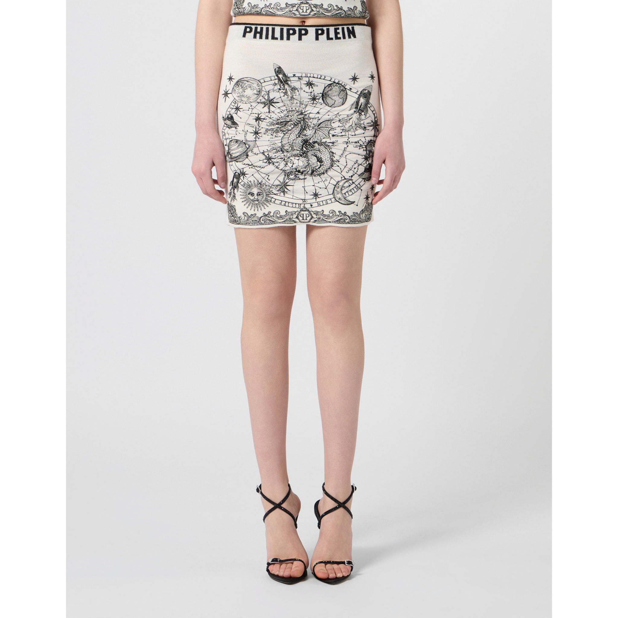 PHILIPP PLEIN Knitted Mini Skirt Lurex Zodiac