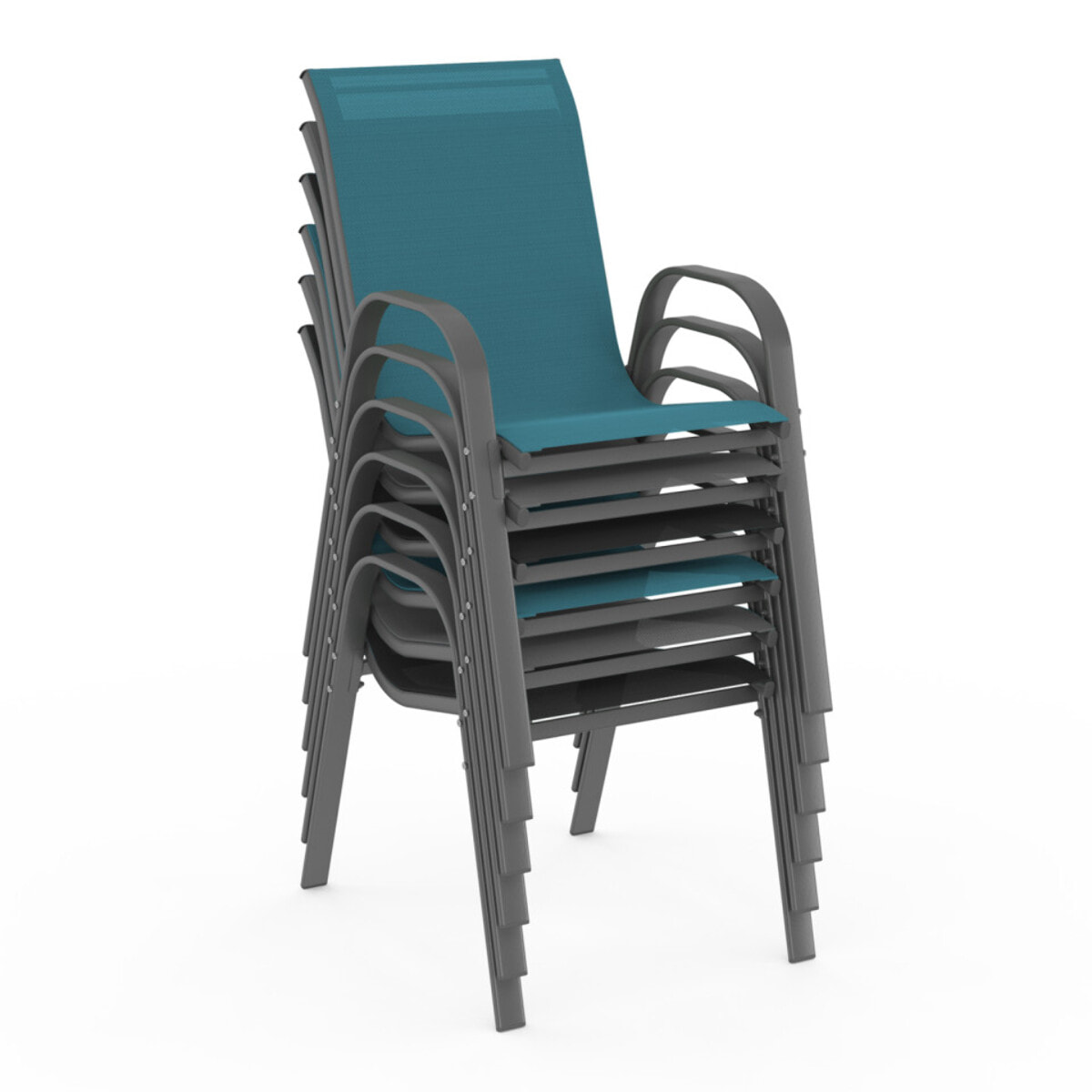 Chaises de jardin empilables textilène mix couleurs - lot de 6