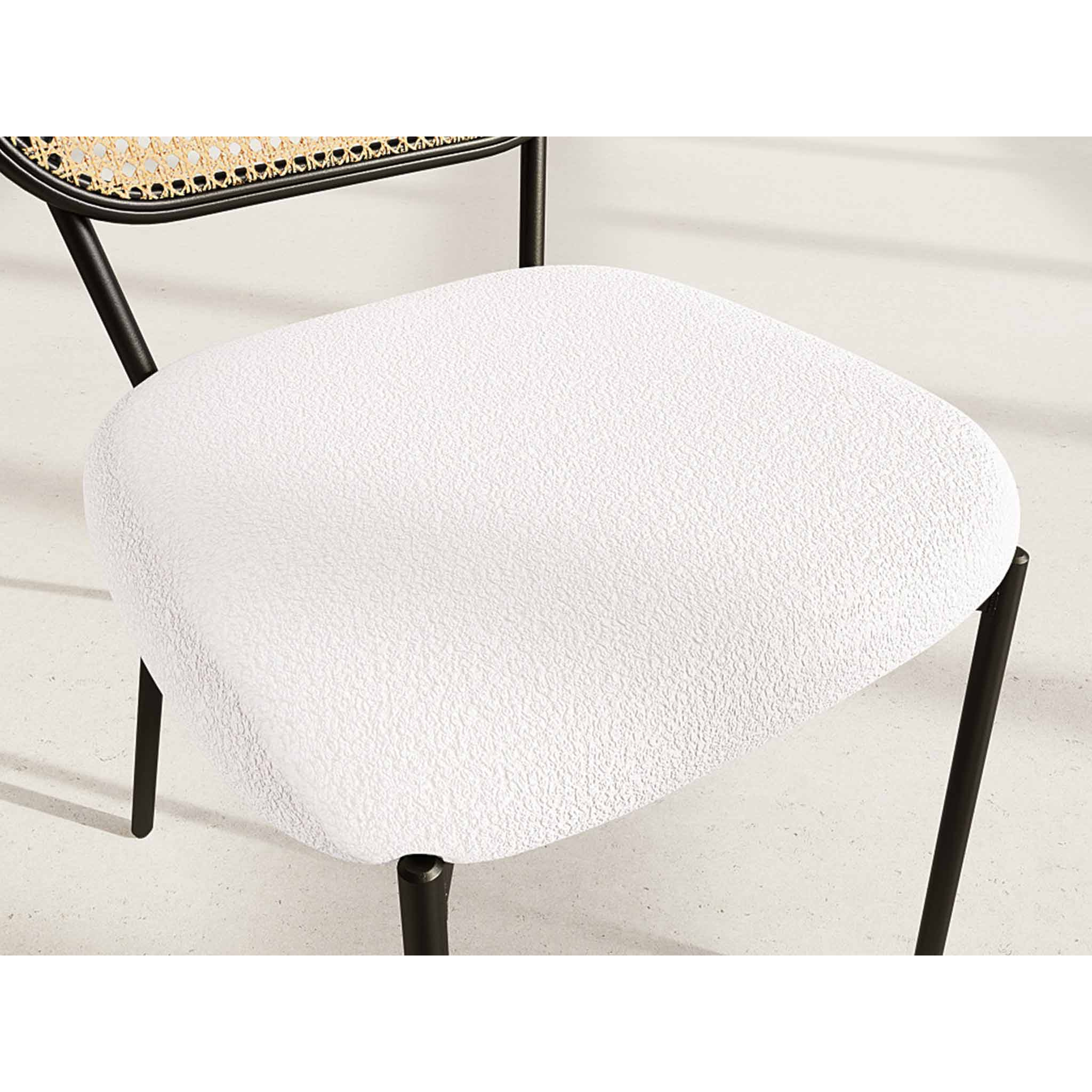 Luciano - lot de 2 chaises cannage - dossier arrondi - en tissu bouclette - Beige