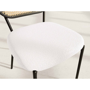Luciano - lot de 2 chaises cannage - dossier arrondi - en tissu bouclette - Beige