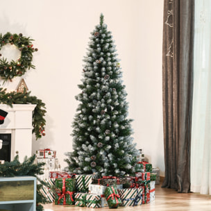 HOMCOM árbol de Navidad Artificial Ø75x180cm con 630 Puntas de PVC y 37 Piñas Decoración de Interior con Base Plegable y Soporte de Acero Verde