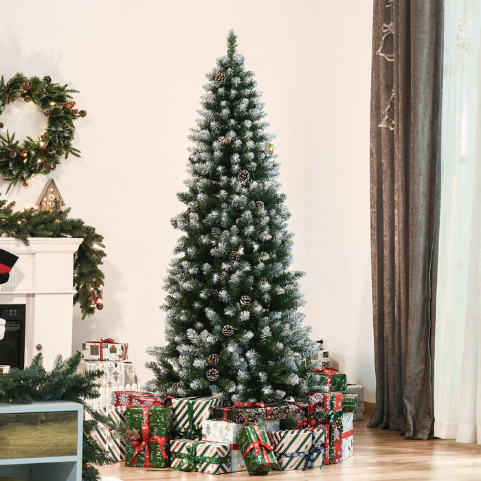 HOMCOM árbol de Navidad Artificial Ø75x180cm con 630 Puntas de PVC y 37 Piñas Decoración de Interior con Base Plegable y Soporte de Acero Verde