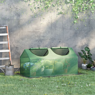 Mini serre de jardin serre à tomates 120 x 60 x 60 cm 2 fenêtres zippées enroulables acier thermolaqué PE haute densité vert