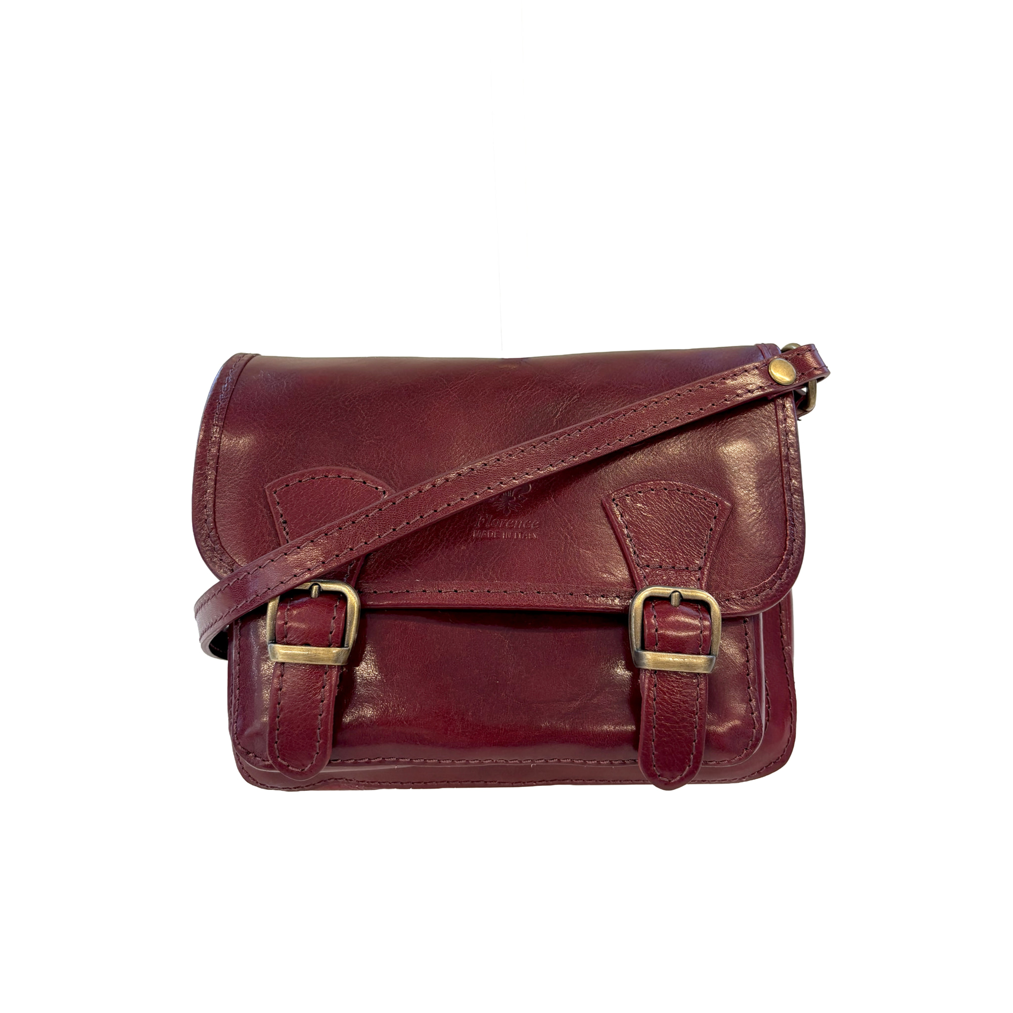 Borsa a Tracolla in Pelle da Donna, Tracolla Vintage con Doppia Fibbia e Chiusura Magnetica