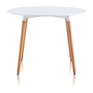 Mesa de comedor redonda Skandia Blanco - Madera de haya
