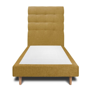 Lit avec tête de lit capitonnée tissu et sommier tapissier Ep14