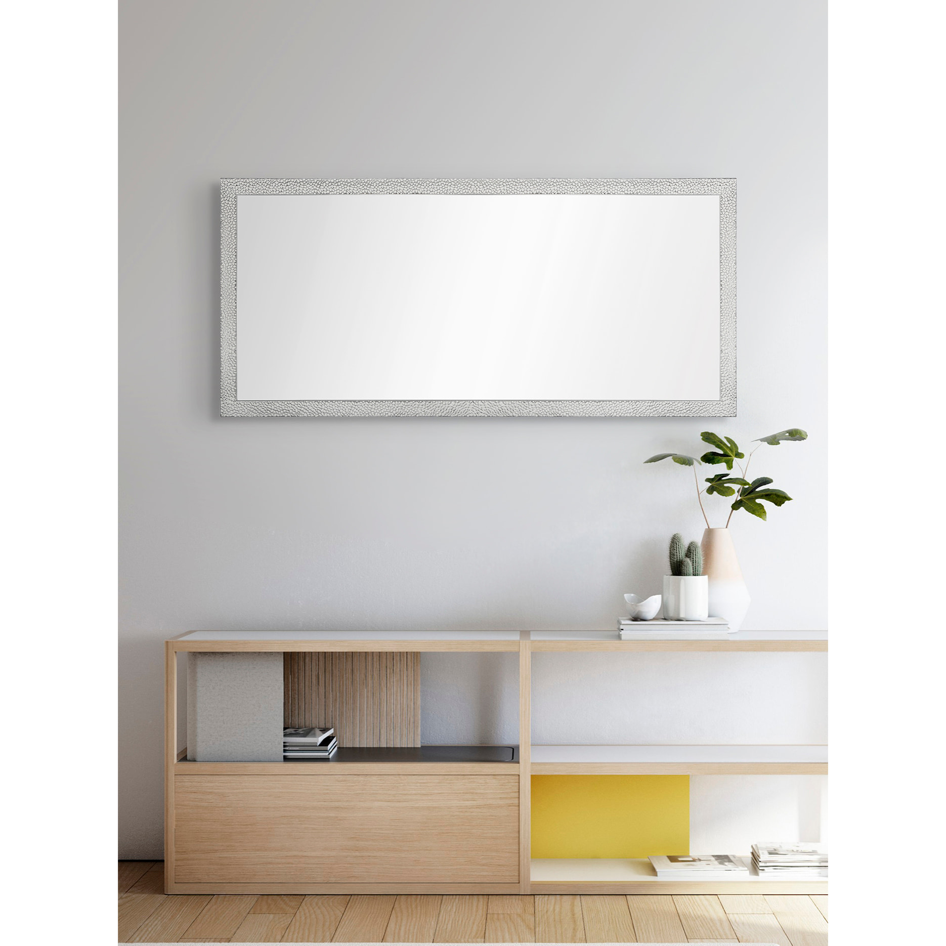 Espejo rectangular Gotas poliestireno plateado 138x68x2 cm
