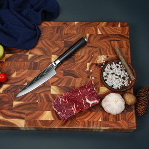 Couteau d'office noir damas   avec étui - "Core"