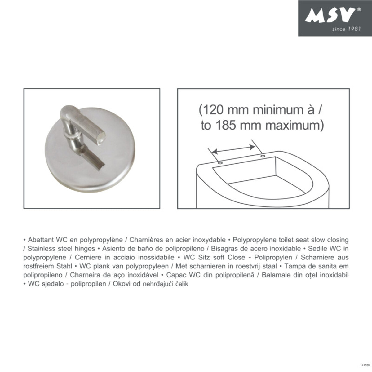Abattant wc Blanc - Charnières Inox MSV