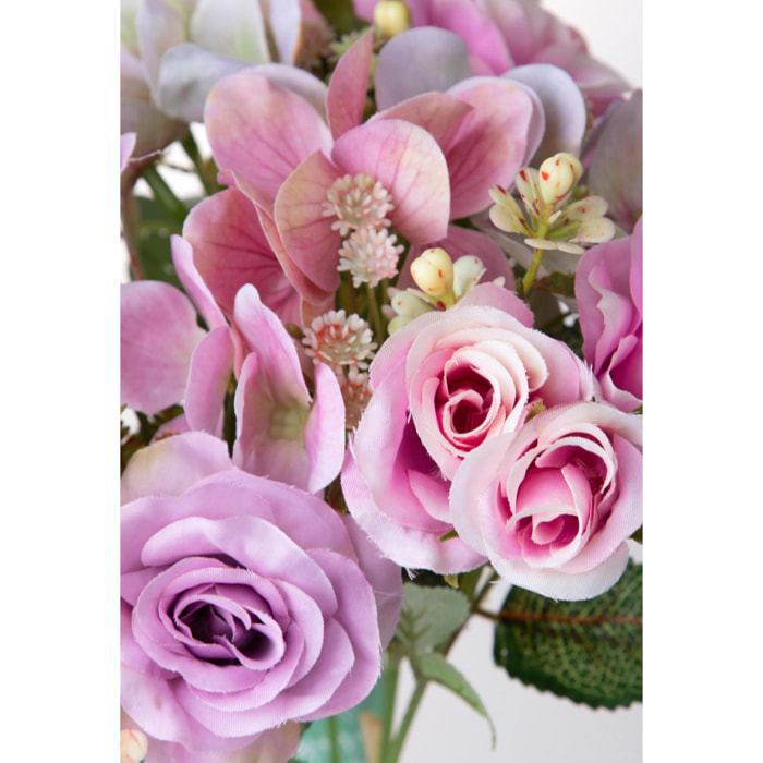 Bouquet Rose/Ortenzie 36 Cm - Pezzi 4 - 22X36X22cm - Colore: Rosa - Bianchi Dino - Fiori Artificiali