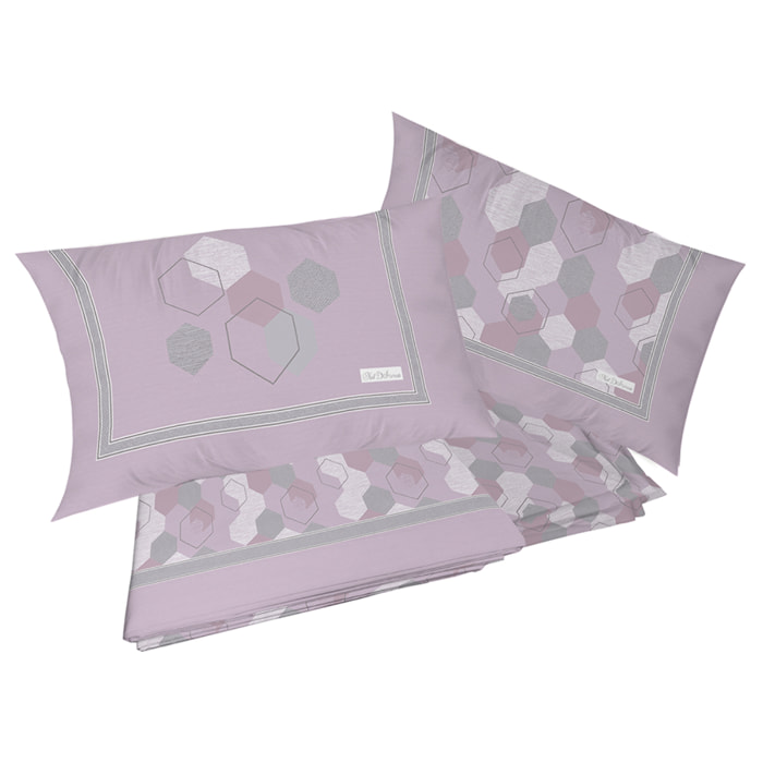 Completo letto in flanella bologna rosa flanella 100% cotone