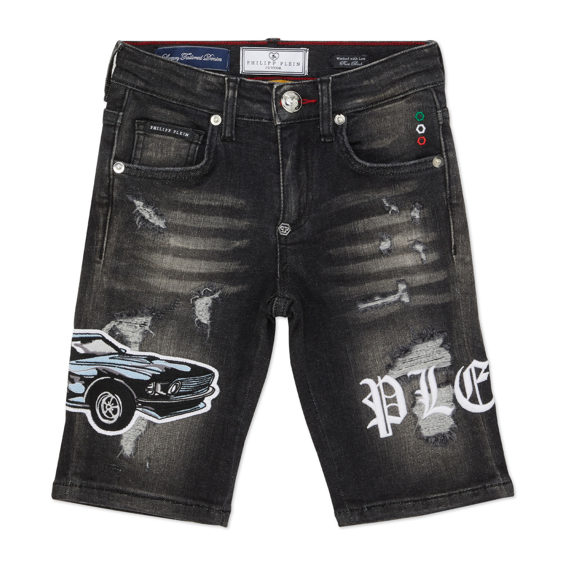 PHILIPP PLEIN DENIM SHORTS FERMENTERA RACING