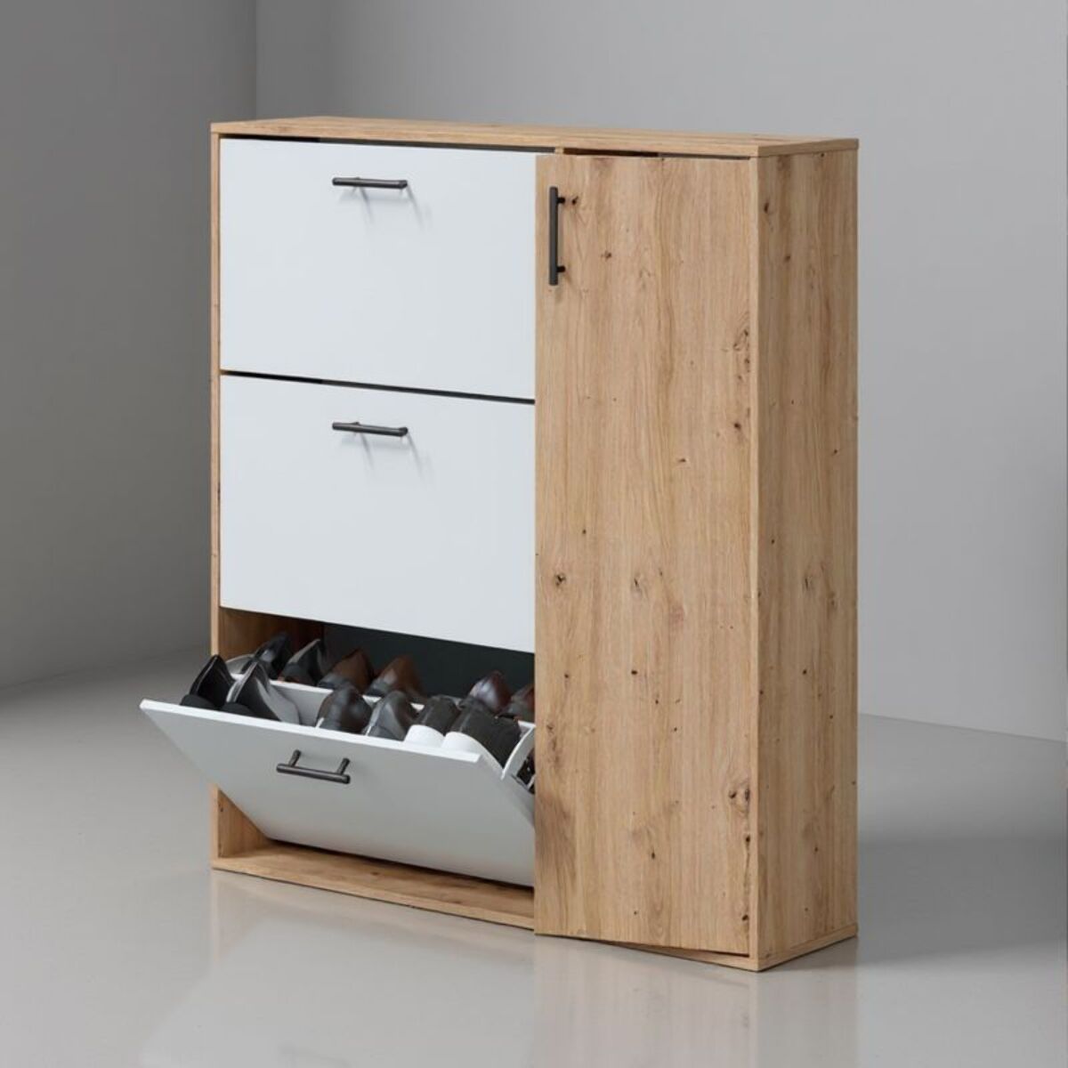 Zapatero Leia Blanco Artik (Blanco Mate) - Roble Nodi