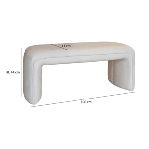 Banc en tissu bouclette beige et structure en bois MALO