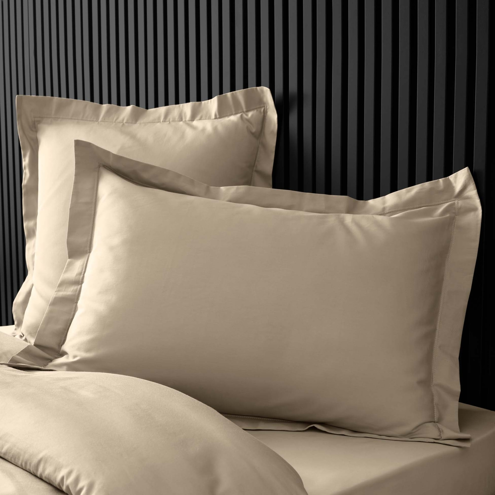Taie d'oreiller volant plat 100% percale de coton ORIGINE - Sable
