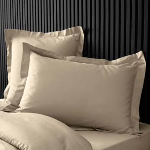 Taie d'oreiller volant plat 100% percale de coton ORIGINE - Sable