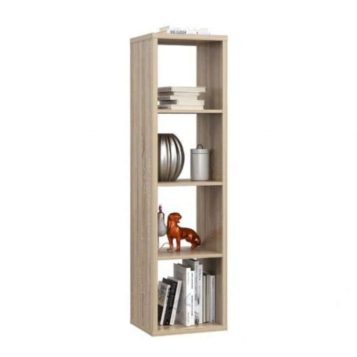 Etagère colonne 4 casiers décor en bois H.142 cm - 6 coloris - MAURO