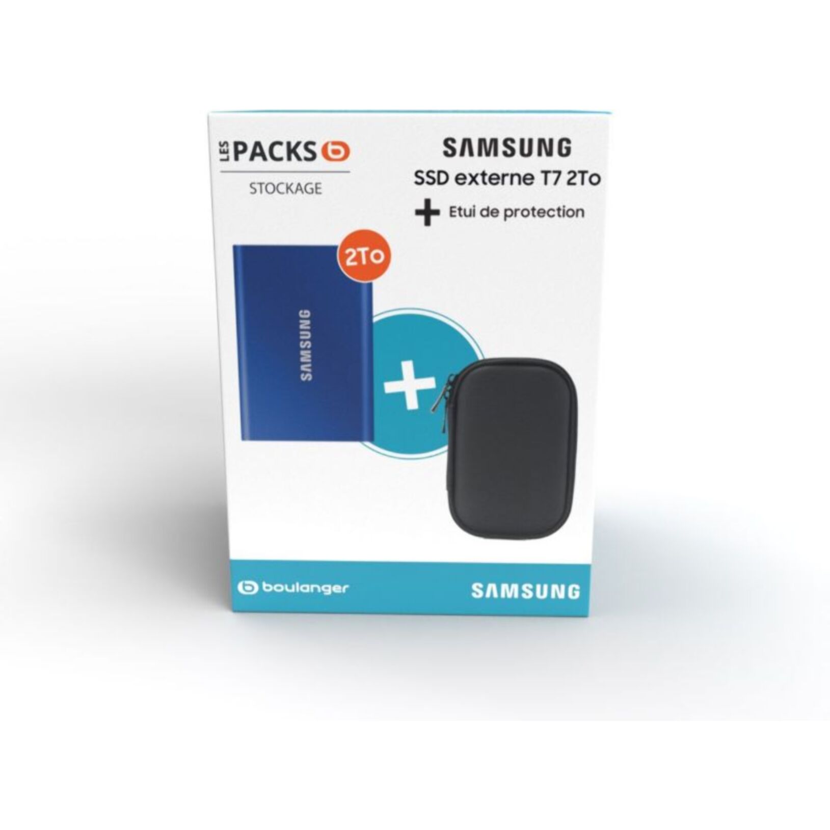 Disque dur SSD externe SAMSUNG Pack T7 2To bleu + Etui