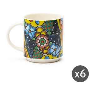 Set de 6 tasses à café Excelsa Acapulco, en porcelaine multicolore, 10 cl