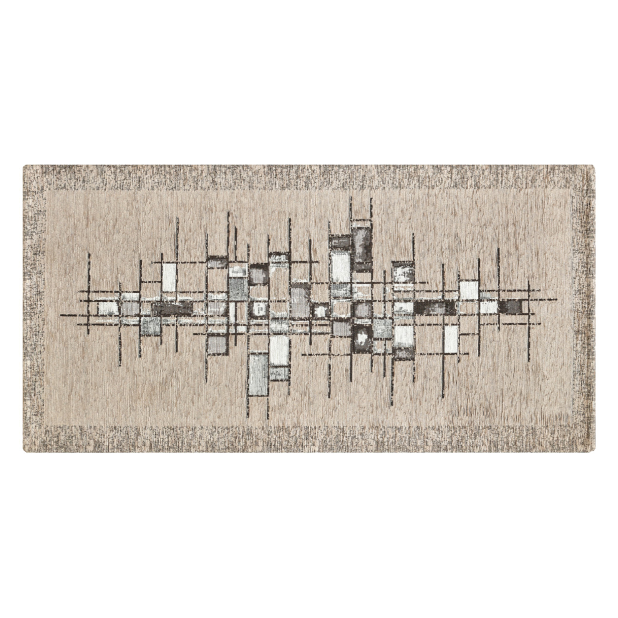 Tappeto Jacquard Ideale Cucina Ingresso Made In Italy Antiscivolo, Lavabile, Morbido Disegno Pixel Tortora By Suardi