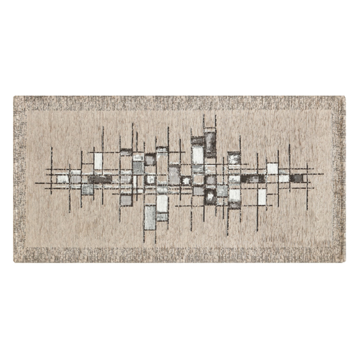 Tappeto Jacquard Ideale Cucina Ingresso Made In Italy Antiscivolo, Lavabile, Morbido Disegno Pixel Tortora By Suardi