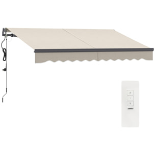 Toldo Eléctrico Retráctil y Manual con Mando a Distancia 3x2,5 m Toldo de Exterior Terraza Enrollable con Manivela Marco de Aluminio y Protección UV30+ para Jardín Puerta Ventana Crema