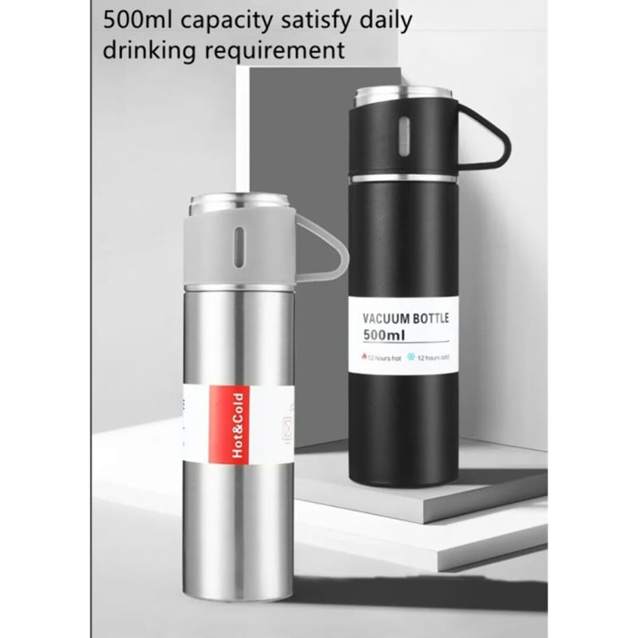 Bouteille isotherme en acier inoxydable 500ml Herzberg HG04210-BLK
