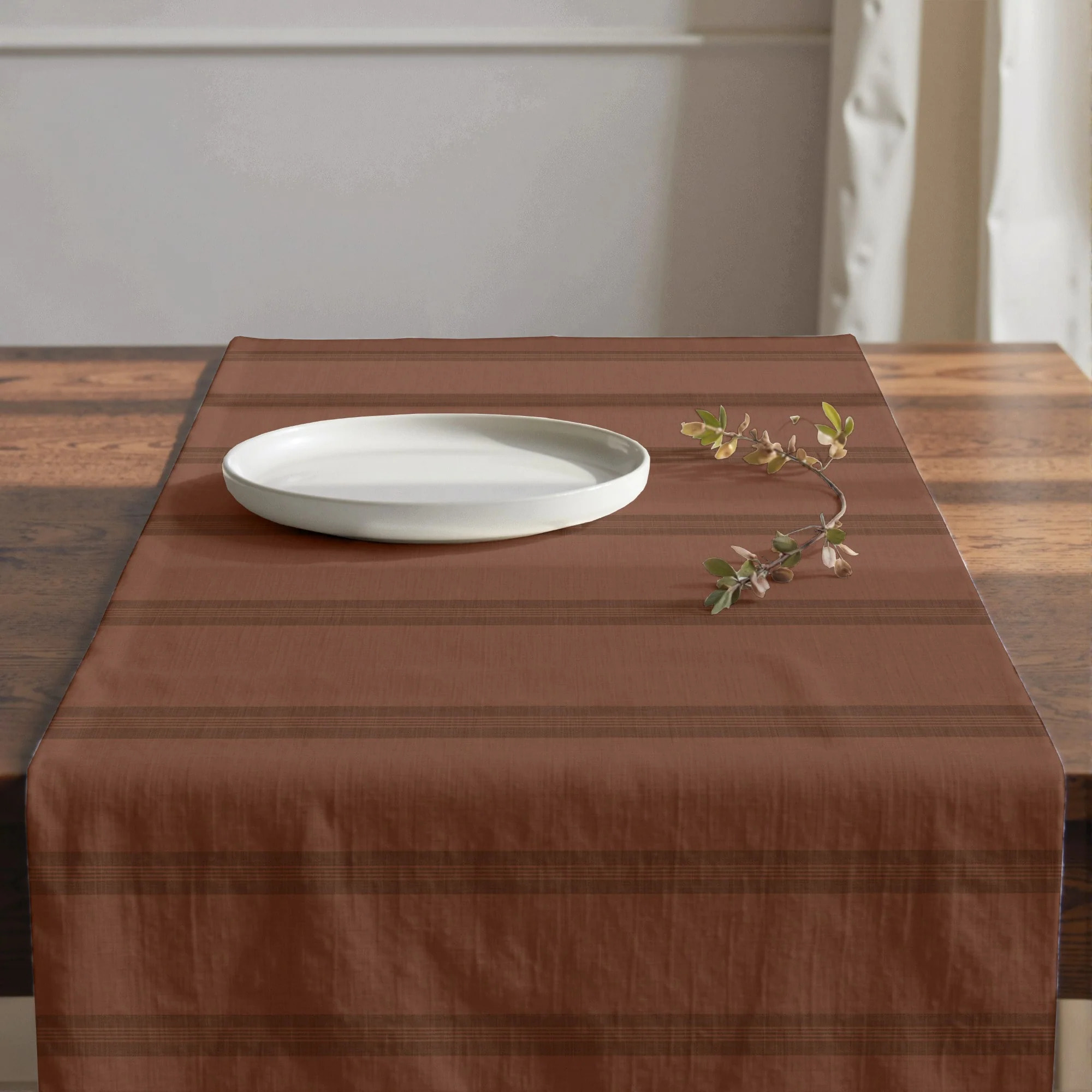 Chemin de table 100% coton Nua Terre cuite 50x150 cm