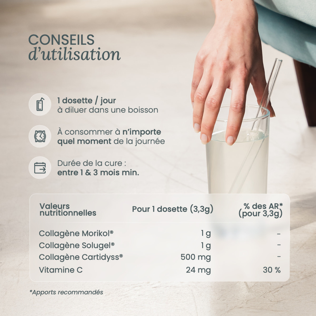 Nutri&Co Tripeptides de Collagène - 100g Goût Pêche