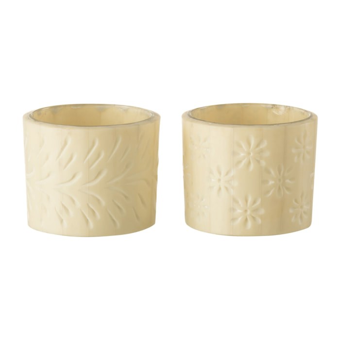 J-Line photophore Elise - verre - crème - small - 2 pcs