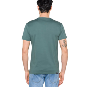 T-shirt in cotone 150 gr Marvel Hot Buttered Verde Militare.