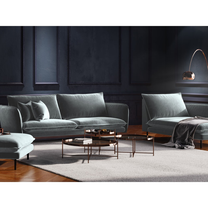 Méridienne droite "Vienna" en velours gris clair
