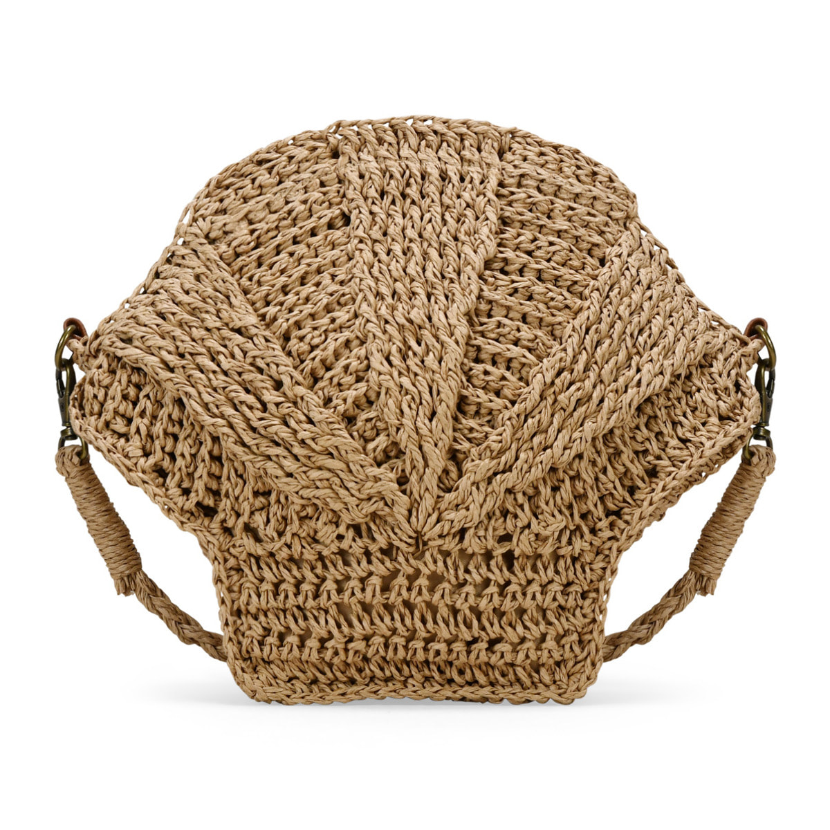 Bolso bandolera concha marrón en rafia