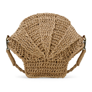Bolso bandolera concha marrón en rafia