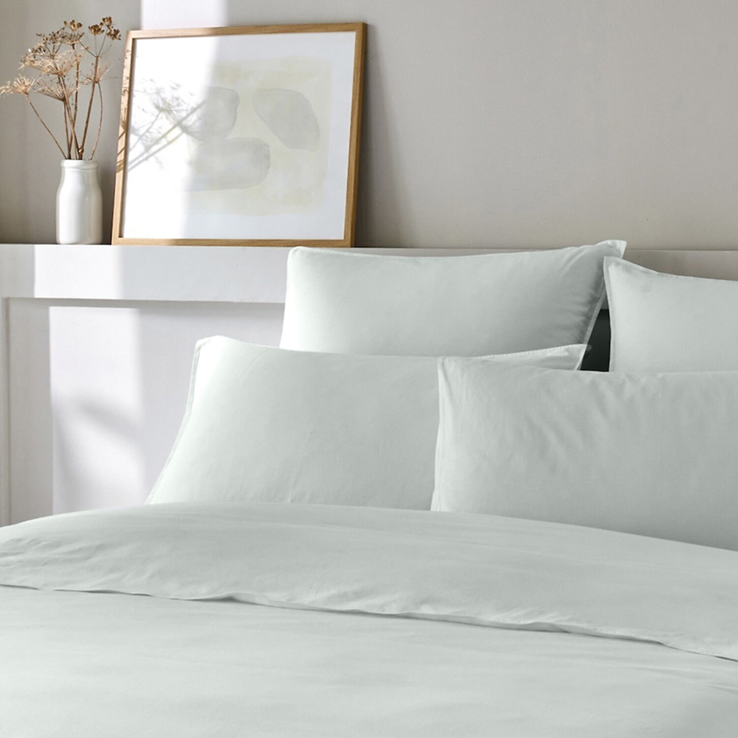 Parure housse de couette unie 100% coton - bamora - vert menthe