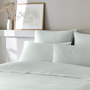Parure housse de couette unie 100% coton - bamora - vert menthe