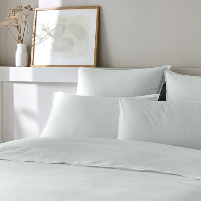 Parure housse de couette unie 100% coton - bamora - vert menthe