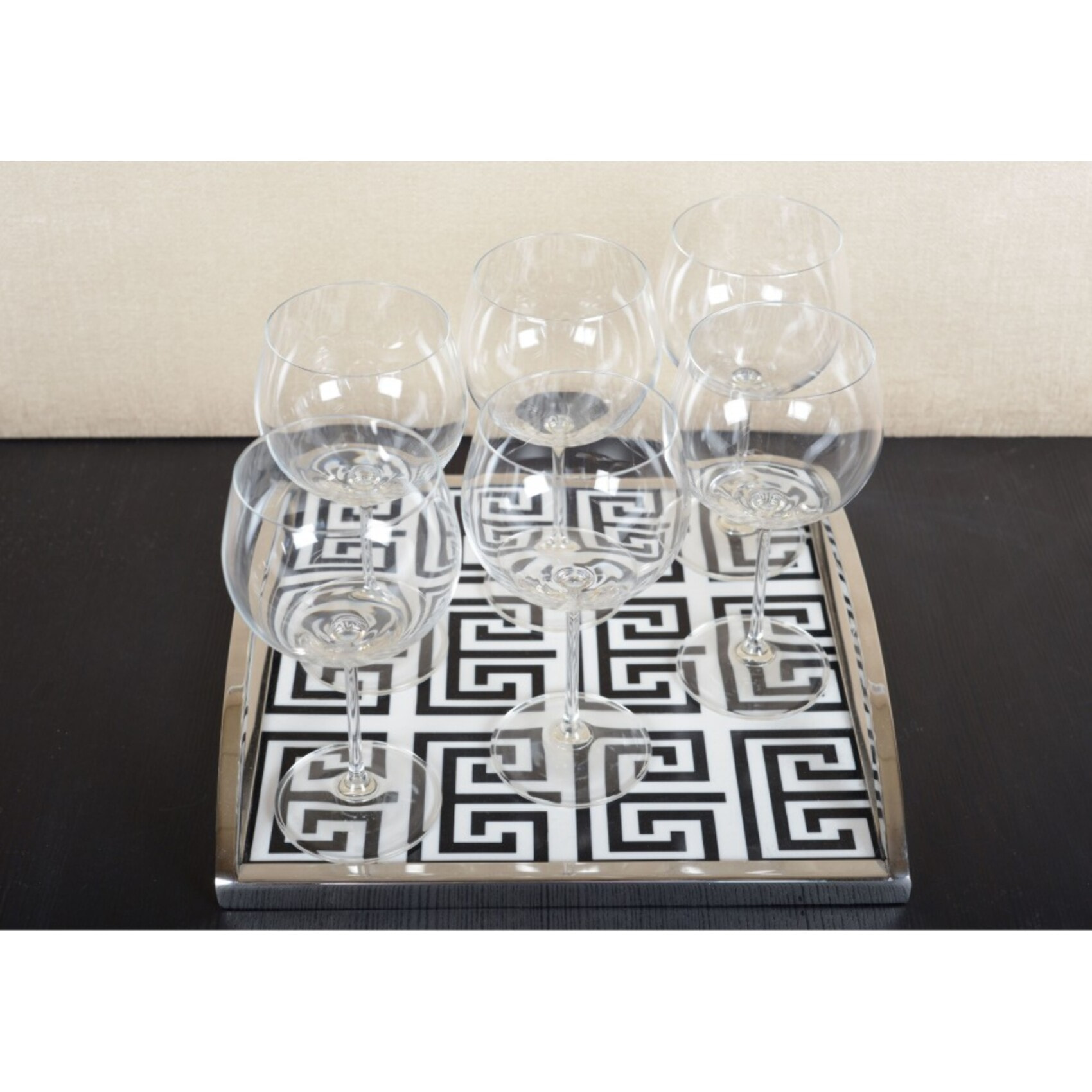 PLATEAU RECTANGULAIRE NOIR ET BLANC 30X30X6CM