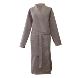 Peignoir pur coton bio 240 g/m² nid d'abeille brun Plaisance etain