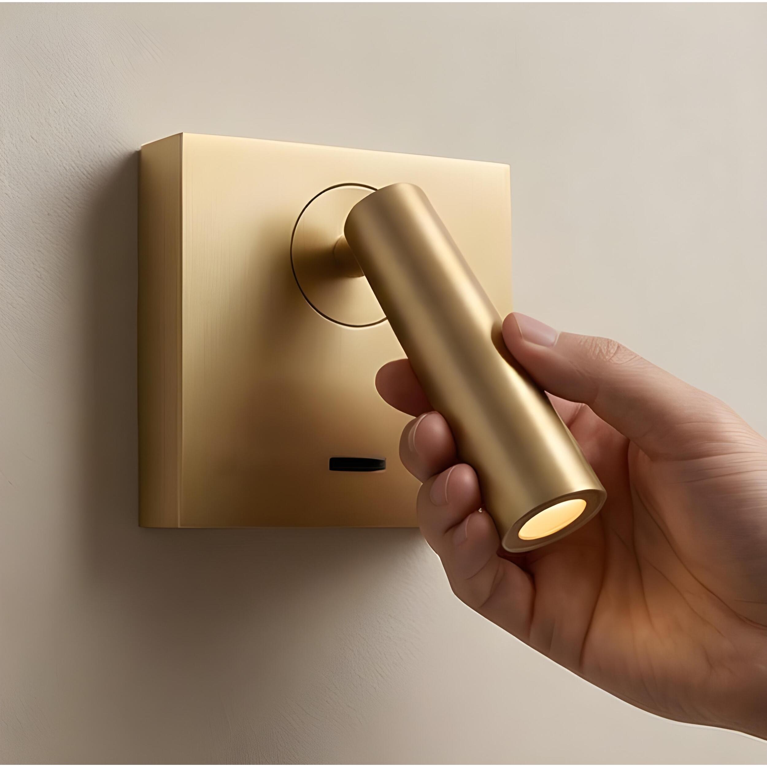 LEDS C4 Luz de lectura Gamma Mix&Match Square LED 3.5 Blanco cálido - 2700K ON-OFF Oro mate 137lm