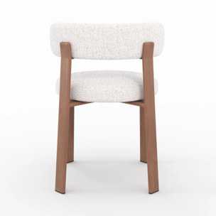 Lot de 2 chaises en tissu texturé blanc cassé, pieds en métal - Aura