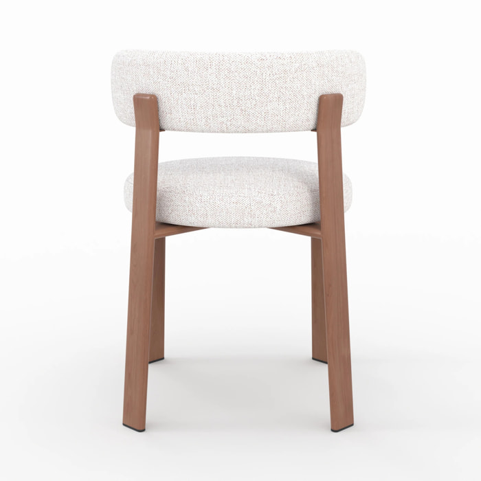 Lot de 2 chaises en tissu texturé blanc cassé, pieds en métal - Aura