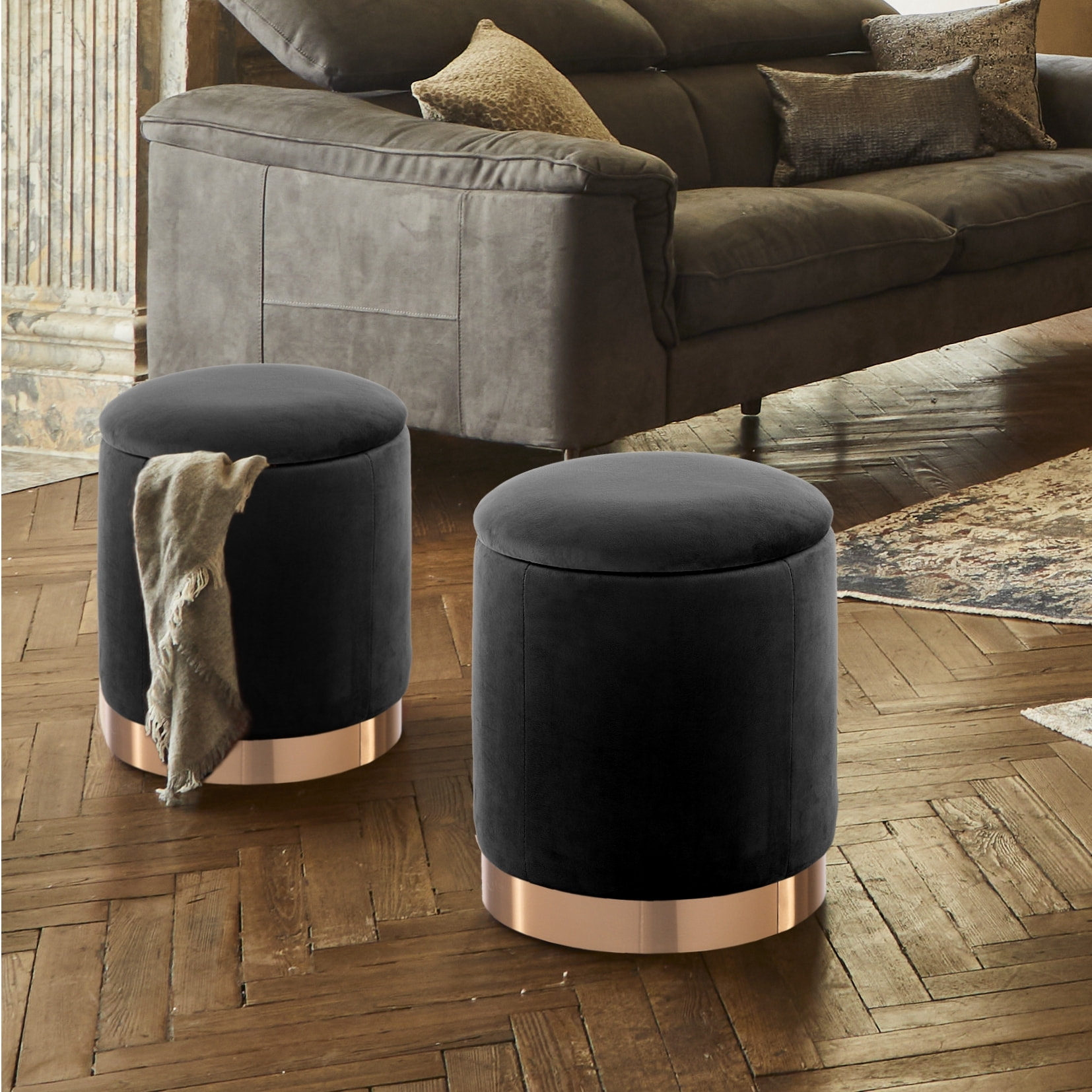 Tomasucci Pouf imbottito contenitore DIDO BLACK